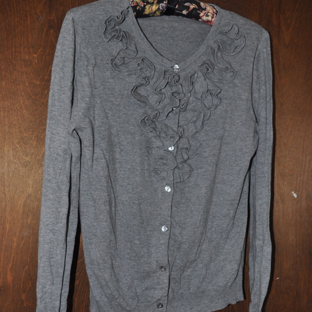 J.CREW Gray Button-up Cardigan